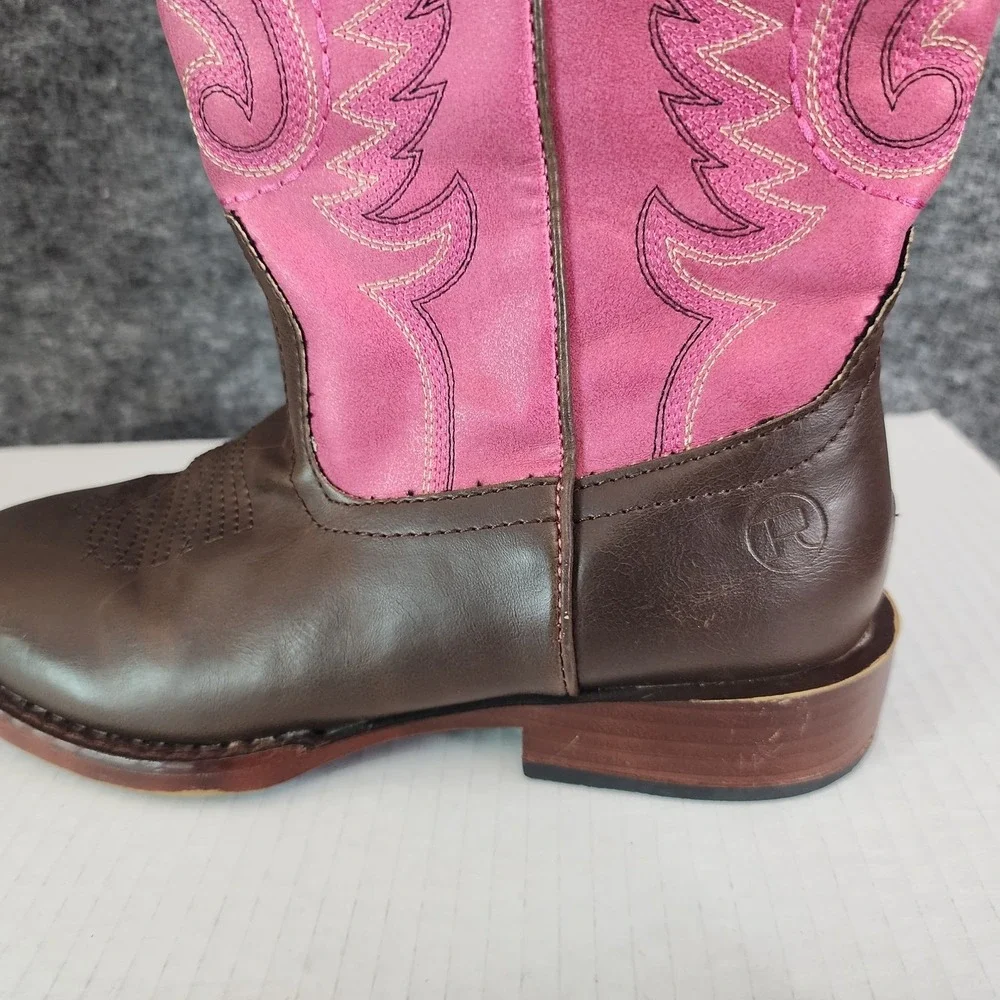 Roper Boots Kids Girls Size‎ 3 Brown Pink Faux Leather Cowboy Western